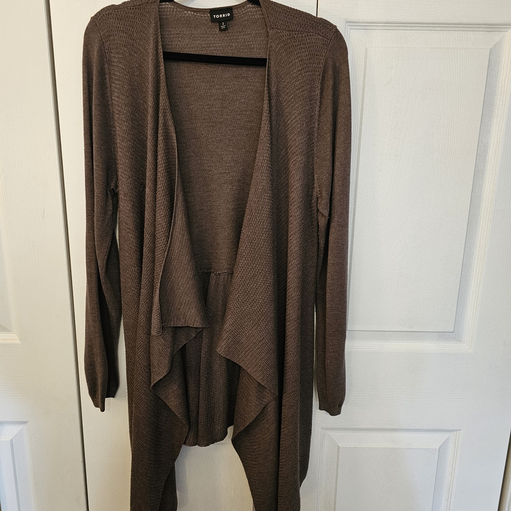 Torrid Women's Lightweight Brown Open Front Sweater